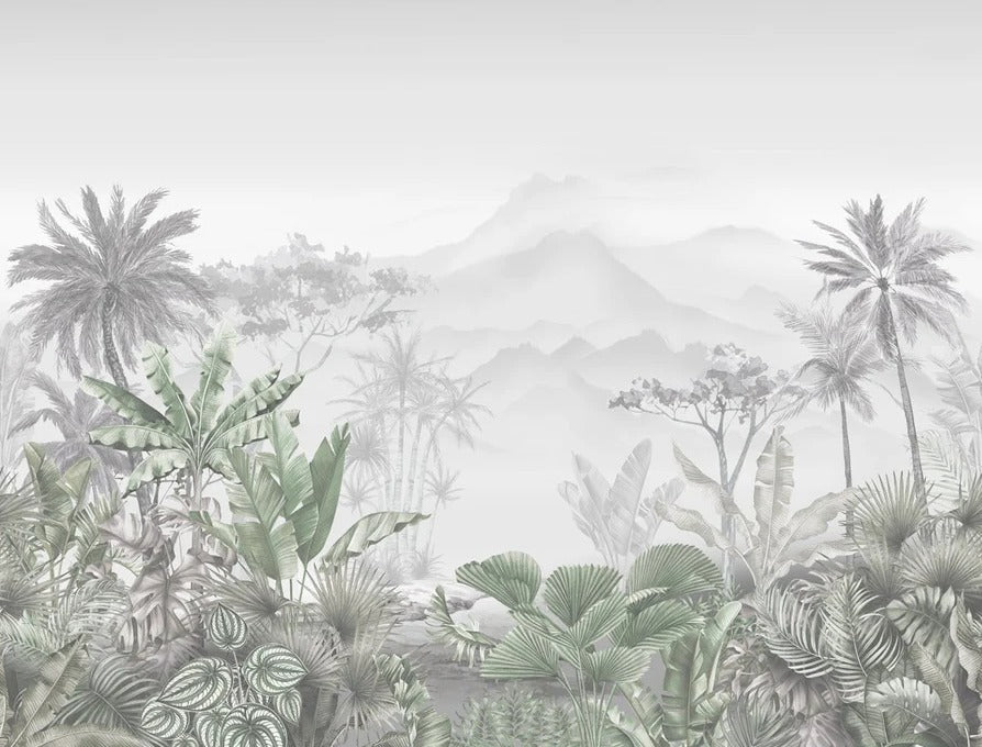 Papier peint tendance tropical vert
