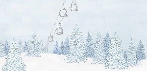 Papier peint montagnes télécabine bleu, XXL, tendance