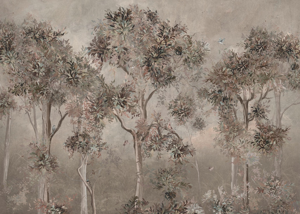 Papier peint arbre artistique en peinture - Muralconcept