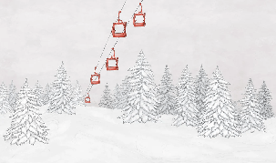 Papier peint montagne télécabine rouge