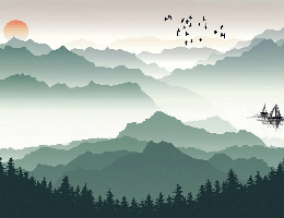Papier peint montagne et voile sur le lac