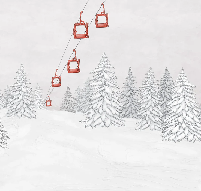 Papier peint montagne télécabine rouge