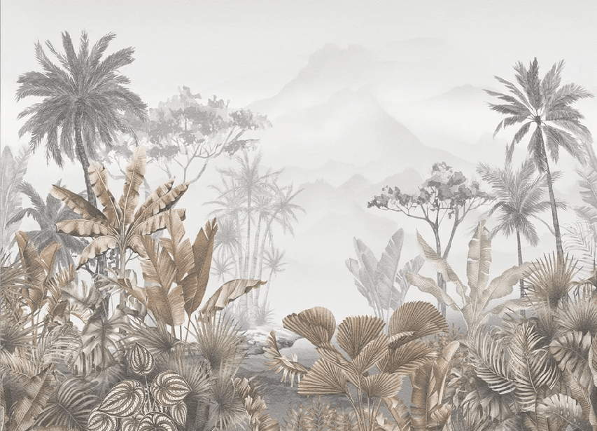 Papier peint tendance tropical sepia - Muralconcept