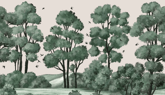 Papier peint paysage rivière forêt, XXL, tendance