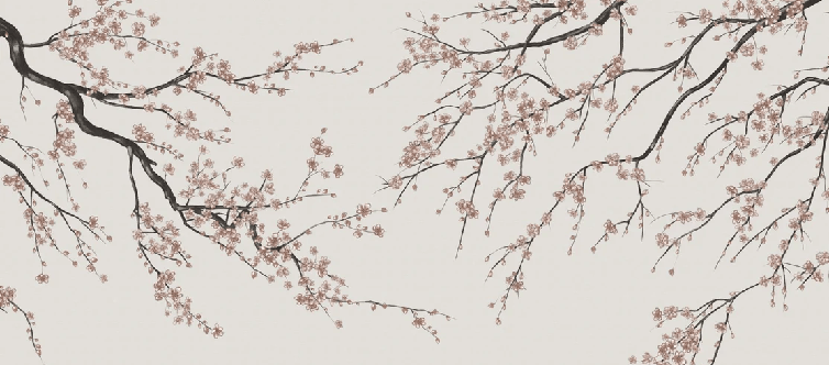 Papier peint panoramique Sakura beige - Muralconcept