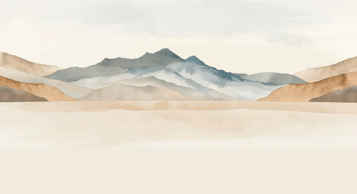 Papier peint panoramique montagne aquarelle pastel – Décor mural paysage apaisant - Muralconcept
