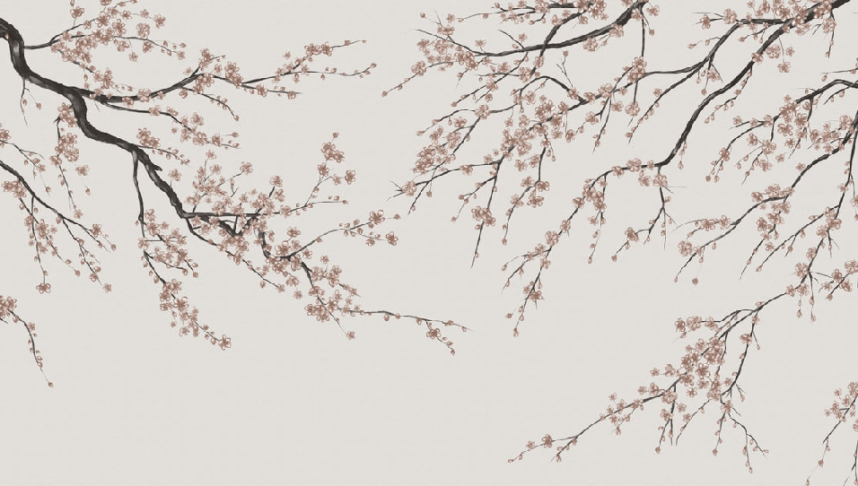 Papier peint panoramique Sakura beige - Muralconcept