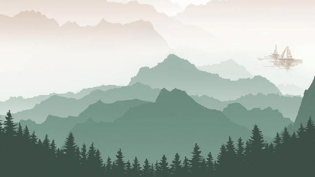 Papier peint montagne dans brume terracotta, XXL, tendance