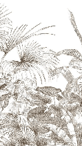 Papier peint tropical gravure monochrome - Muralconcept
