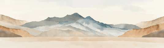 Papier peint panoramique montagne aquarelle pastel – Décor mural paysage apaisant - Muralconcept