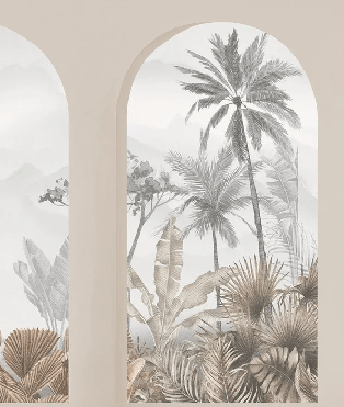 Papier peint arches tropicales sépia - Muralconcept