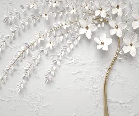Papier peint panoramique trompe l'oeil arbre fleuri 3D - Muralconcept