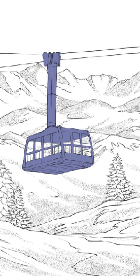 Papier peint La Plagne télécabine bleu