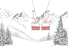 Papier peint immersion Alpine - Télésiège rouge - Muralconcept