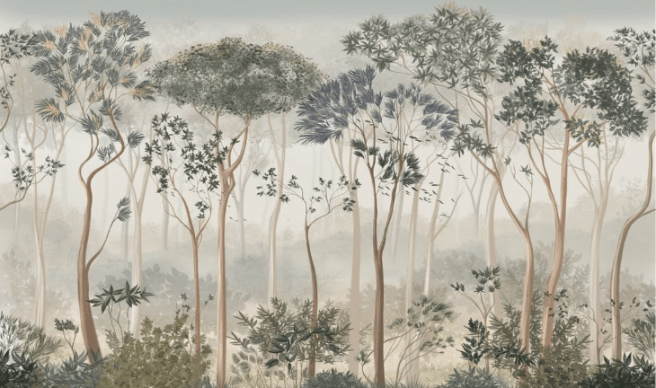 Papier peint panoramique silhouette forest – Pins Signature - Muralconcept