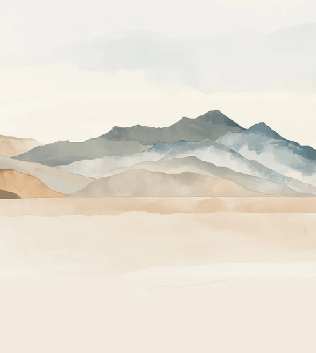 Papier peint panoramique montagne aquarelle pastel – Décor mural paysage apaisant - Muralconcept