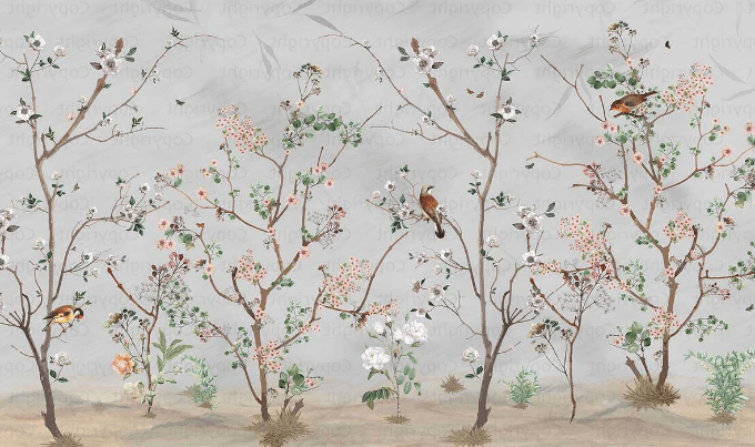 Papier peint panoramique Spring Birds - Muralconcept