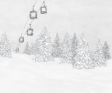 Papier peint montagne télécabine noir & blanc