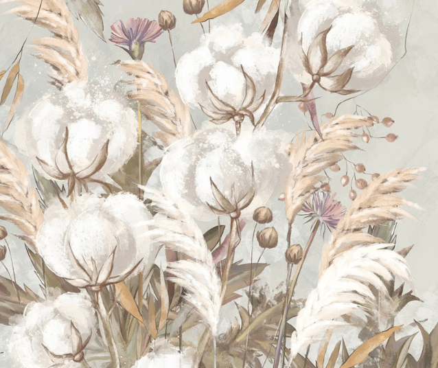 Papier peint panoramique fleur coton, XXL, tendance
