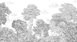 Papier peint panoramique Forêts et Monts Crayonnés - Muralconcept