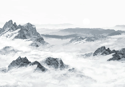 Papier peint panoramique montagne bleu