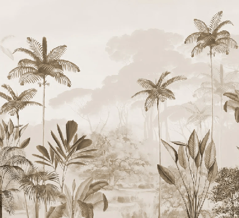 Papier peint panoramique jungle eden sépia, XXL, tendance