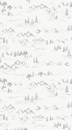 Papier peint illustration montagne et sapin - Muralconcept