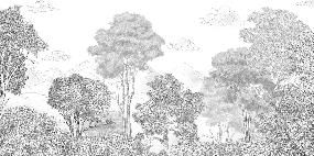 Papier peint panoramique Forêts et Monts Crayonnés, XXL, tendance