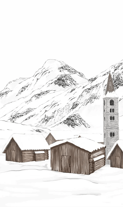 Papier peint village val d'Isère, XXL, tendance