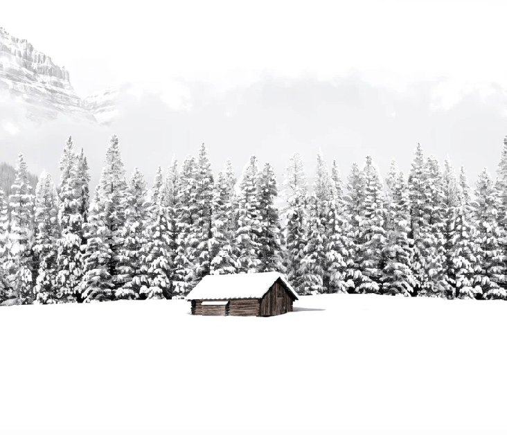 Papier peint panoramique chalet en montagne, XXL, tendance