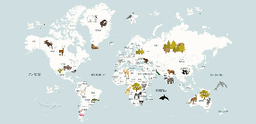 Papier peint Carte du monde en Francais enfant bleu glacier - Muralconcept