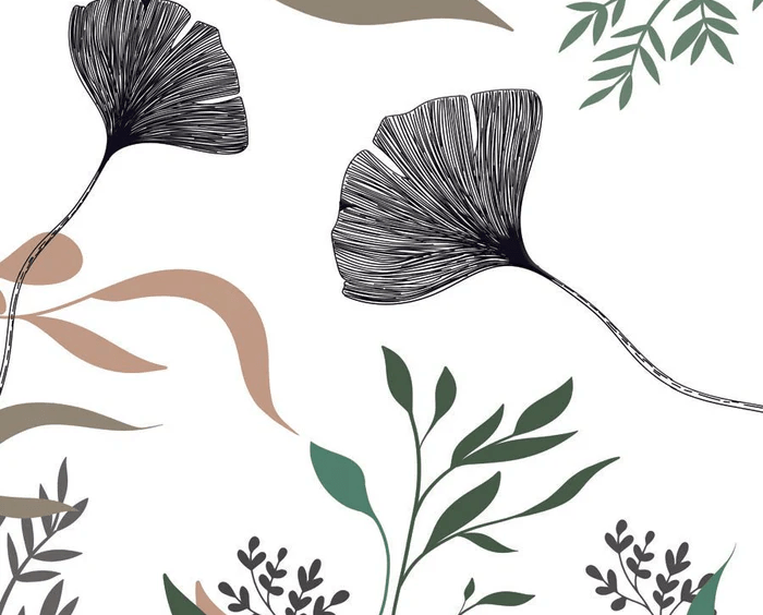 Papier peint ginkgo artiste floral - Muralconcept