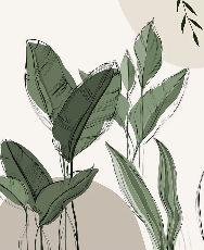 Graphic plant panorama wallpaper taupe, XXL, tendance