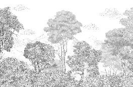 Papier peint panoramique Forêts et Monts Crayonnés - Muralconcept