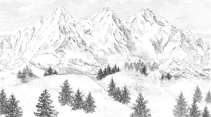 Papier peint montagne sommets de Chamonix - Muralconcept