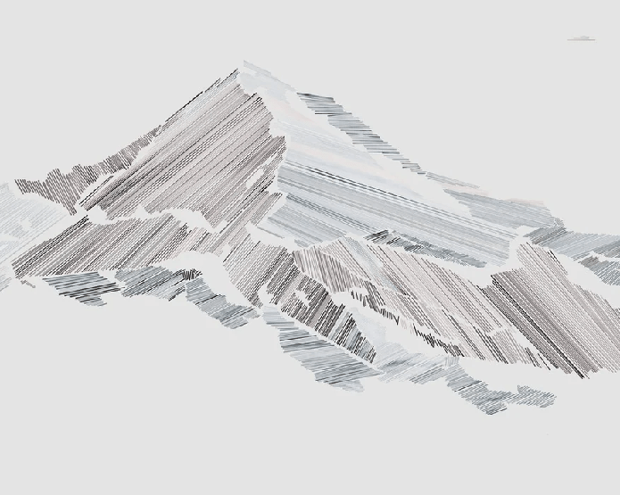 Papier peint restaurant montagne graphique style - Muralconcept