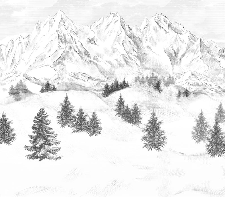 Papier peint montagne sommets de Chamonix, XXL, tendance