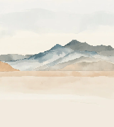 Papier peint panoramique montagne aquarelle pastel – Décor mural paysage apaisant - Muralconcept