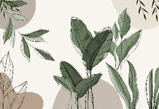 Papier peint panoramique végétal graphique taupe
