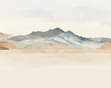 Papier peint panoramique montagne aquarelle pastel – Décor mural paysage apaisant - Muralconcept