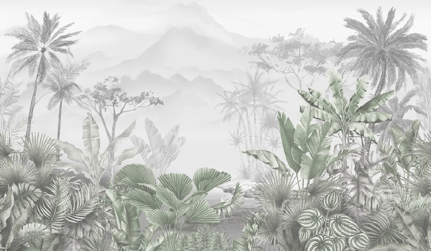 Papier peint tendance tropical vert, XXL, tendance