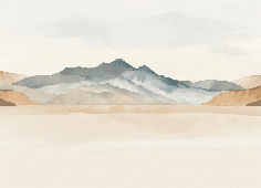 Papier peint panoramique montagne aquarelle pastel – Décor mural paysage apaisant - Muralconcept