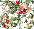 Papier peint salle de bain tropical & Fleurs colorées