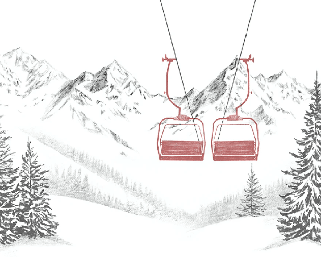 Papier peint immersion Alpine - Télésiège rouge - Muralconcept