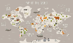 Carte du monde illustrée Animaux taupe