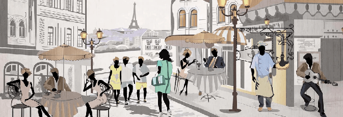 Französische Tapete Paris Café en terrasse - Muralconcept