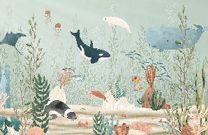 Papier peint bébé monde marin - Muralconcept