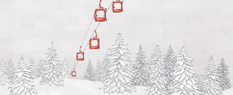 Papier peint montagne télécabine rouge