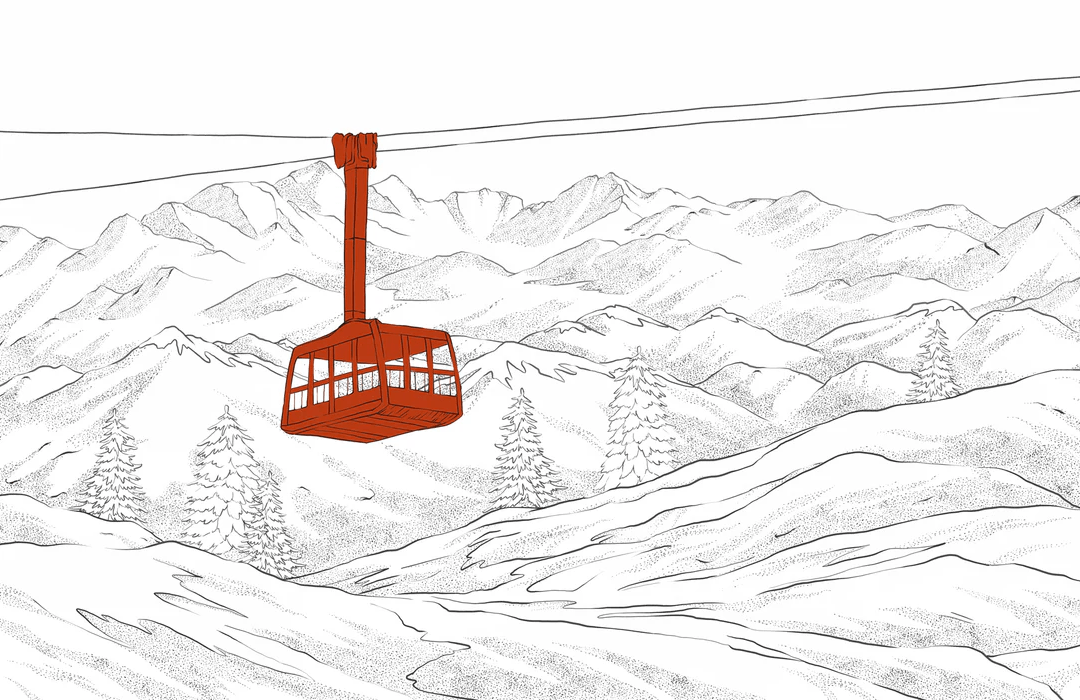 Papier peint La Plagne télécabine rouge