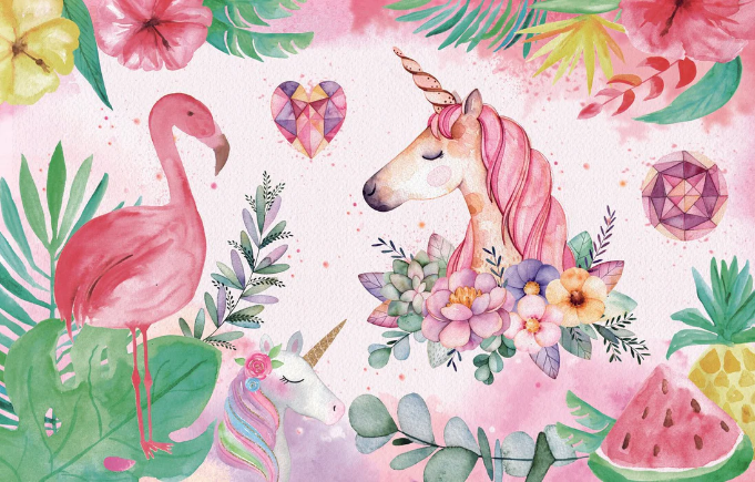 Papier peint Licorne pailletée - Muralconcept